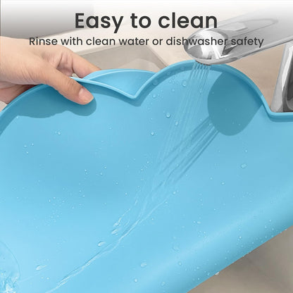 Ptlom Silicone Pet Placemat for Dogs and Cats, Non-Slip Waterproof Dog Feeding Bowl Mats for Food and Water, Small Medium Large Pet Puppy Tray Mat Prevent Residues from Spilling onto The Floor, Beige