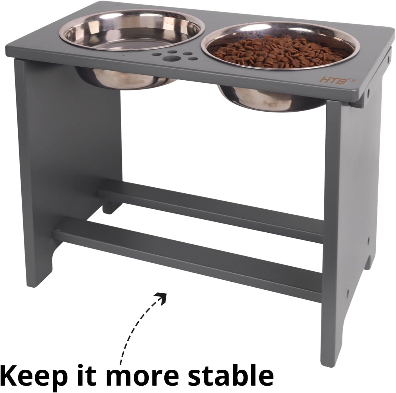 HTB Elevated Dog Bowls,Raised Dog Bowl Stand with 2 Stainless Steel Bowls,Elevated Raised Dog Bowls for Large Medium Small Sized Dogs