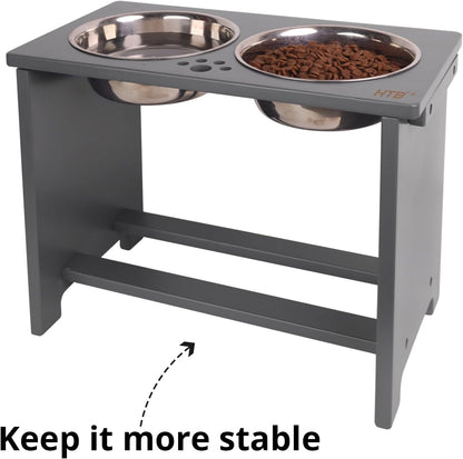 HTB Elevated Dog Bowls,Raised Dog Bowl Stand with 2 Stainless Steel Bowls,Elevated Raised Dog Bowls for Large Medium Small Sized Dogs