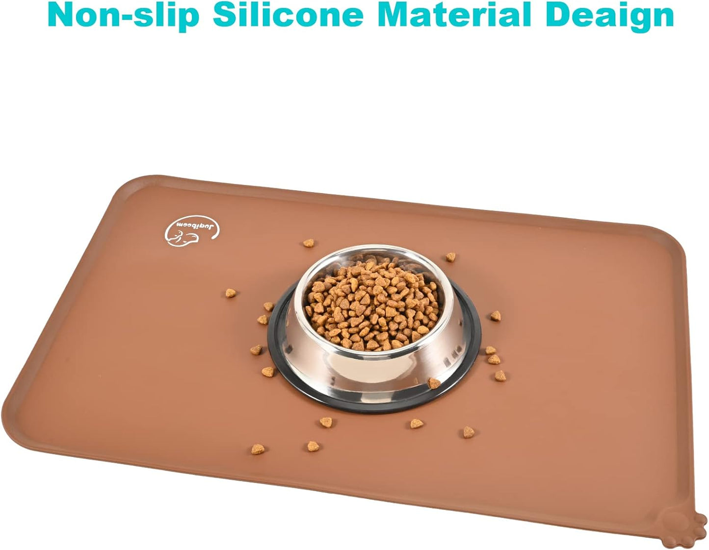 Silicone Waterproof Dog Cat Pet Feeding Mats, Non Slip, Easy Clean Pet Dog Cat Bowl Mats Placemat (18.5" x 11.5") Green