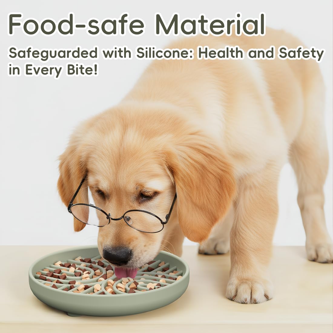 Slow Feeder Dog Bowls, Silicone Slow Feeder for Dogs & Puppies, Dog Puzzle Bowl with Suction Cup for Anxiety Relief, Slow Eating, Dishwasher Fit, for All Breed, Grey