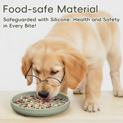 Slow Feeder Dog Bowls, Silicone Slow Feeder for Dogs & Puppies, Dog Puzzle Bowl with Suction Cup for Anxiety Relief, Slow Eating, Dishwasher Fit, for All Breed, Grey