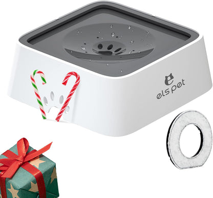ELS PET Travel Bowl, No Spill, No Drip Slow Water Feeder/Dispenser for Dogs, Cats, 35oz/1L, Splash Proof Travel Bowl for Crate and Car, Keeps Floor & Beard Dry, Dishwasher Safe (Grey)