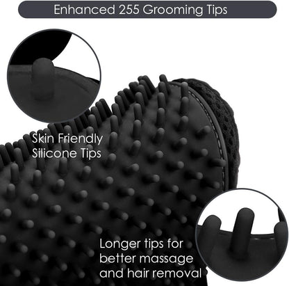 Upgrade Efficient Pet Hair Remover Gloves - Gentle Shedding Brushes for Dogs, Cats & Horses with Long and Short Hair - 1 Pair (Blue)