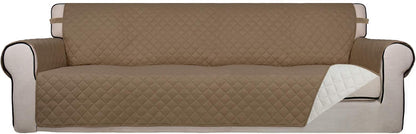 PureFit Reversible Quilted Sofa Cover, Water Resistant Slipcover Furniture Protector, Washable Couch Cover with Non Slip and Elastic Straps for Kids, Dogs, Pets (Sofa, Gray/Light Gray) - Colors B