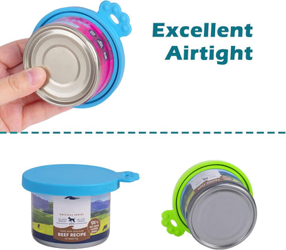 PetBonus 3 Pack Silicone Pet Can Cover Lids, Universal Size for Dog Cat Food, 1 fit 3 Standard Size Can Tops, BPA Free Dishwasher Safe (Blue, Green, Orange)