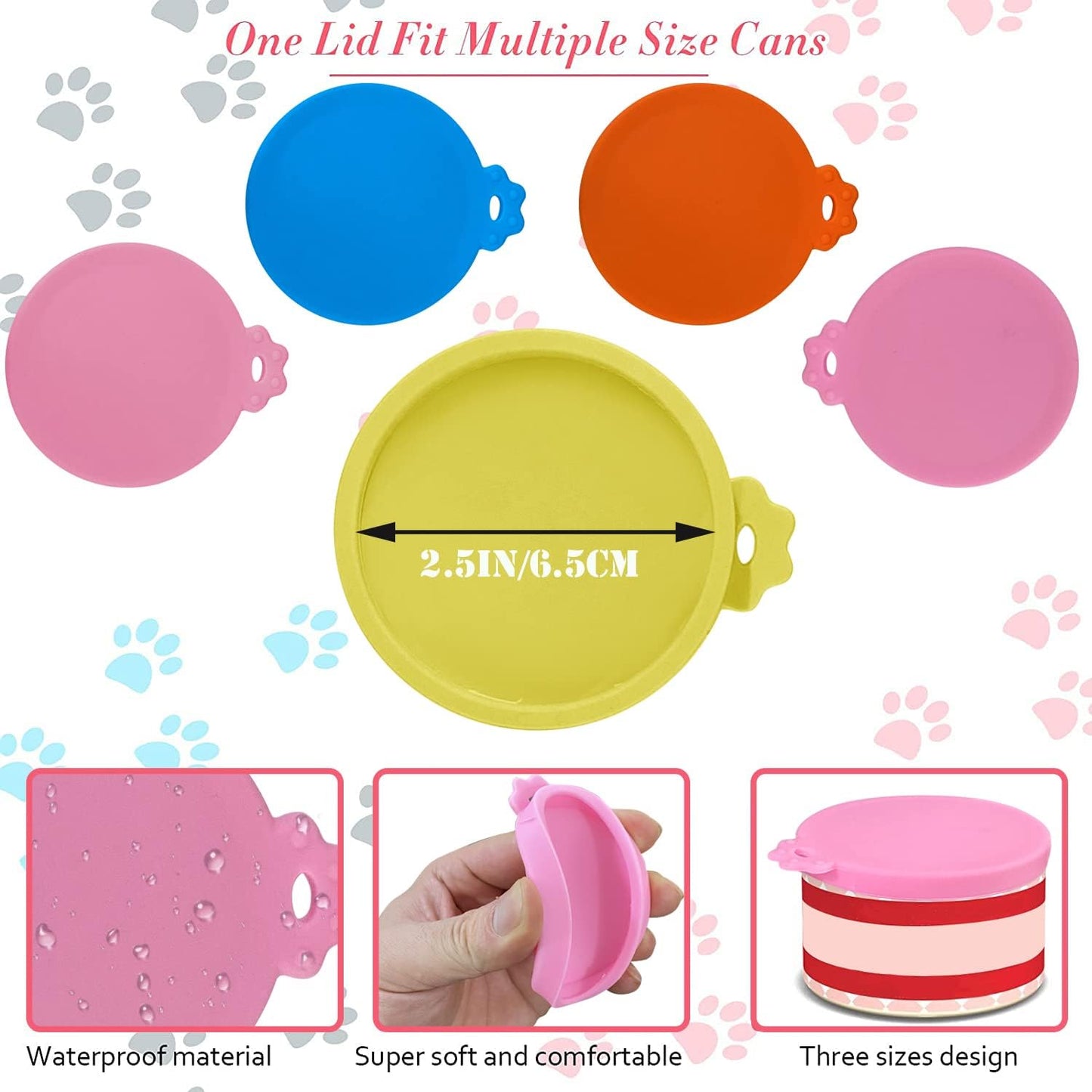4 Pcs Food Can Lids Pet Can Covers, Silicone Small Pet Food Can Lids Covers for 3 oz 2.5 oz Cat Food Cans.