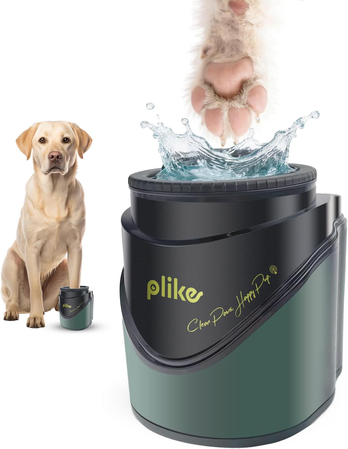 Plike Electric Dog Paw Cleaner for Medium & Large Dogs - Automatic Paw Washing Cup with Infrared Sensor, Gentle Silicone Brushes & Smart Drainage System, Two-Way Rotation Cleaning for Easy Cleaning