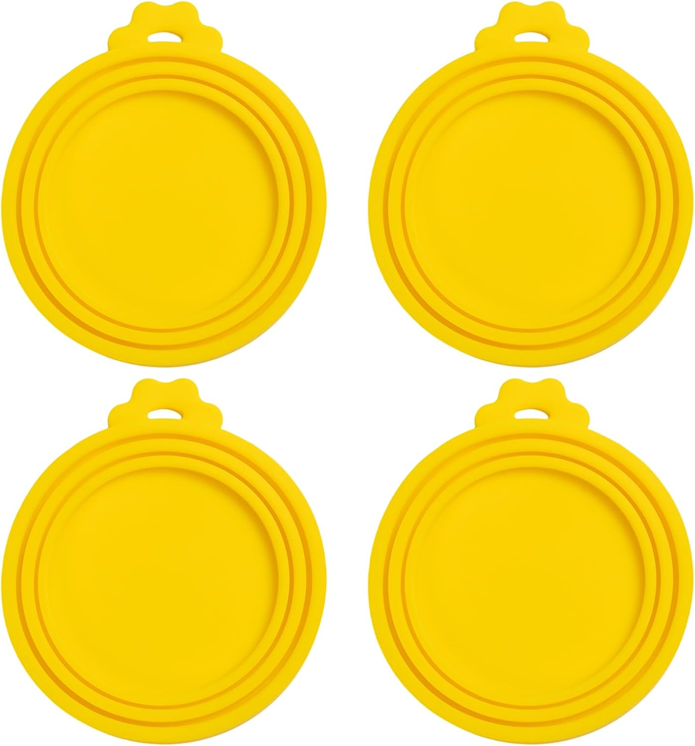 PINE & LINEN 4 Pcs 2.5inch Durable Pet Can Lids, Silicone Small Pet Can Covers Waterproof Cat Food Cans Lids for 3 oz Cat Food Cans（Yellow+Red+Pink+Blue）