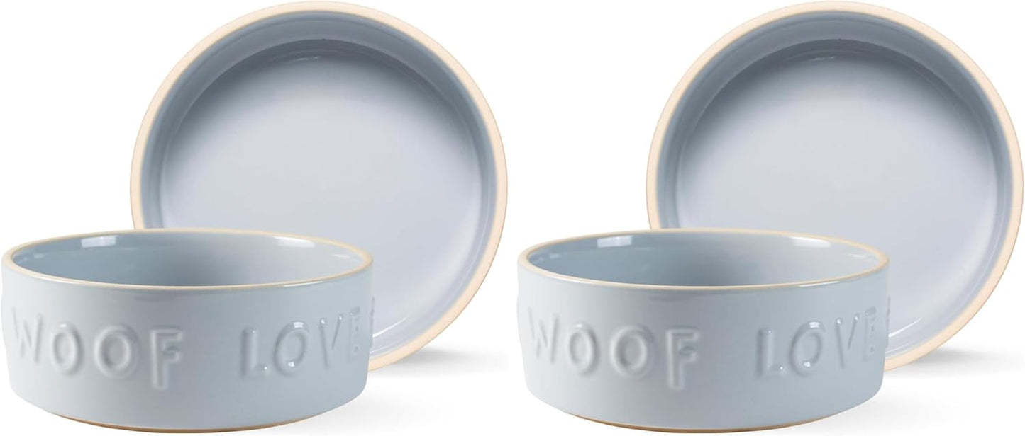 Fringe Studio Matte Speckled Green Medium Raised Stoneware Feeder W/Stainless Steel Insert (7" Diameter x 5.5" H, 26 fl.oz.), PetShop Collection (453MD001)