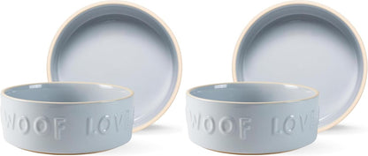 Fringe Studio Matte Speckled Green Medium Raised Stoneware Feeder W/Stainless Steel Insert (7" Diameter x 5.5" H, 26 fl.oz.), PetShop Collection (453MD001)