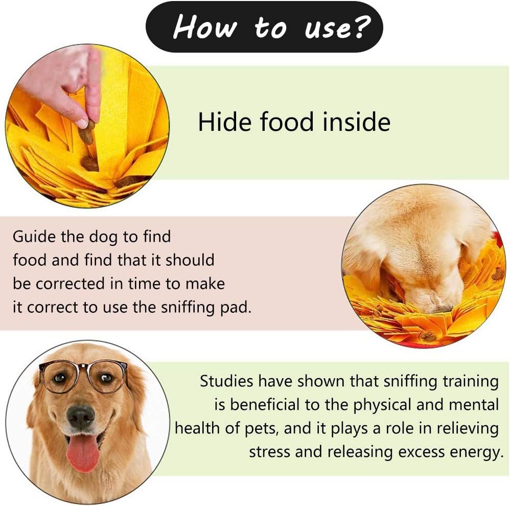 AWOOF Pet Snuffle Mat for Dogs, Interactive Feed Game for Boredom, Encourages Natural Foraging Skills for Cats Dogs Bowl Travel Use, Dog Treat Dispenser Indoor Outdoor Stress Relief