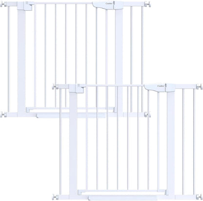 Cumbor 36.6-64" Extra Wide Baby Gate for Stairs, Dog Gates for Doorways, Auto-Close Pet Gate Indoor, Pressure Mounted Walk Through Safety Child Gate for Kids Toddler, Tall Pet Puppy Fence Gate, Brown