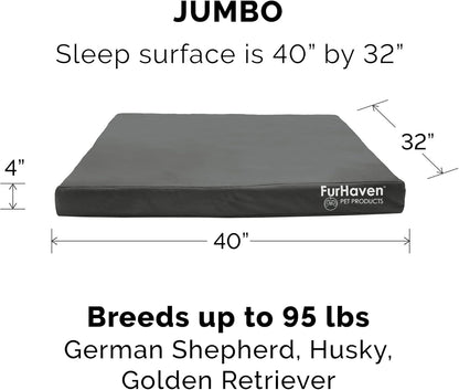 Furhaven Replacement Dog Bed Cover Water-Resistant Indoor/Outdoor Logo Print Oxford Polycanvas Mattress, Washable - Chestnut, Large