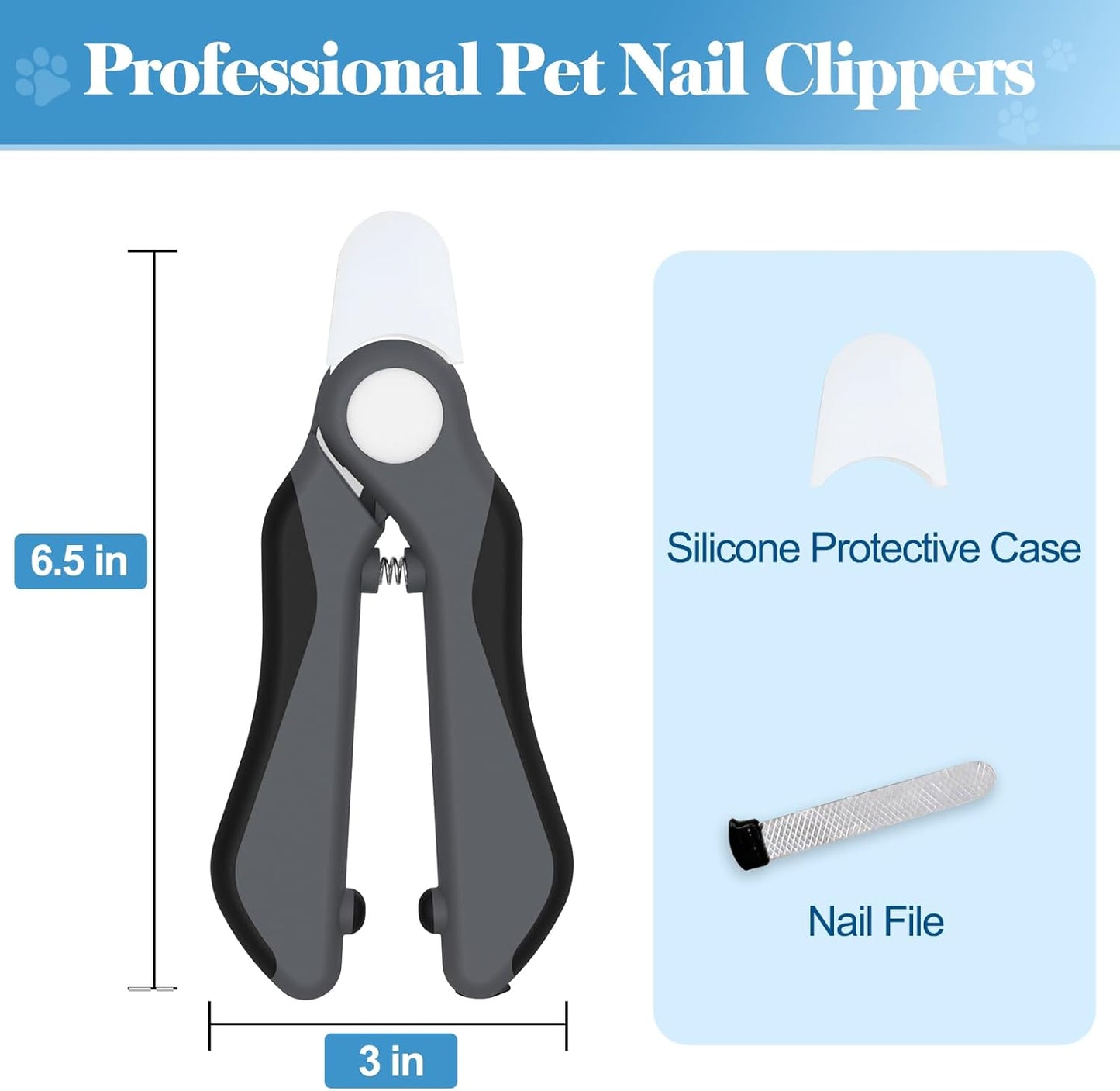 Swihauk Heavy Duty Dog Nail Clippers and Trimmers, Professional Pet Nail Clippers with Nail File for Dogs Cats Small Animal, Claw Clippers with Safety Guard to Prevent Over-Cutting, Blue