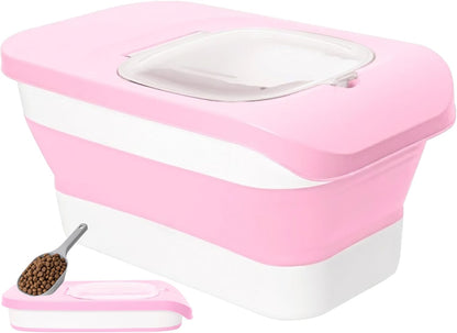 10-13 Lbs Dog Food Stroage Container, Collapsible Dog Food Containers with Airtight Lid, Pet Food Scoop, Pet Food Storage Container Dry Food for Dog, Cat and Other Pets