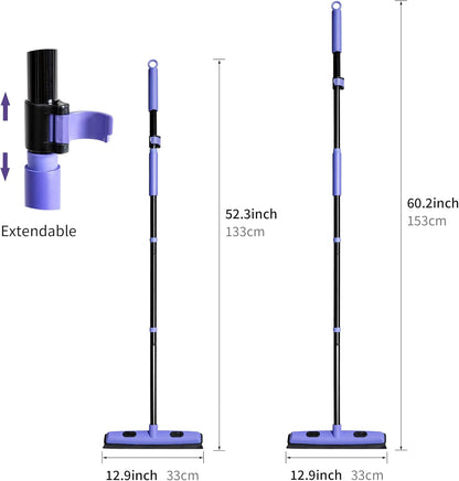 Carpet Brush for Pet Hair Remover, Rubber Broom for Pet Hair on Carpet with Telescoping 60.2 Inches Long Handle for Cleaning Fur Rug, Hardwood Floor, Tile, Window