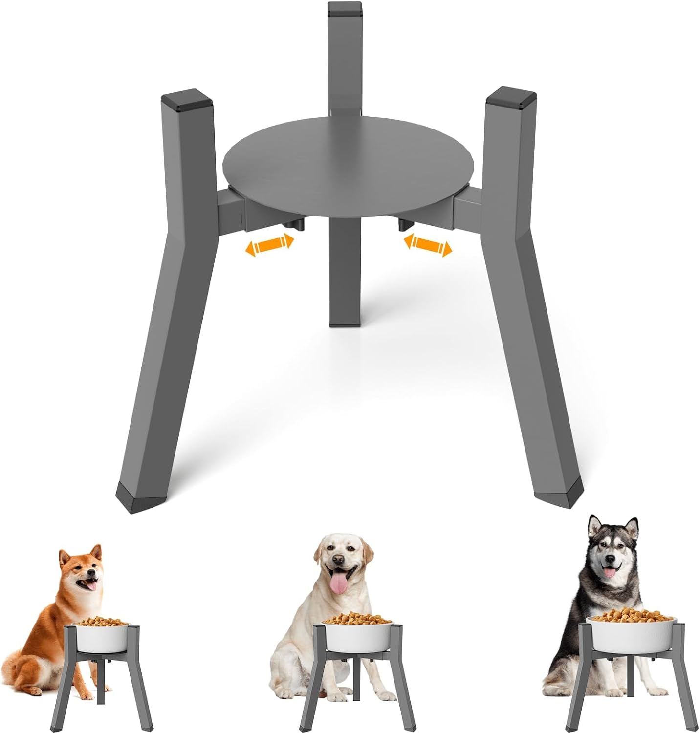 Elevated Dog Bowls for Large and Extra Large Dogs, Adjustable Width Dog Bowl Stand for 7-10.6" Wide Bowls, Food and Water Feeder, 13.7 in Tall Single Holder (Bowl Not Included)