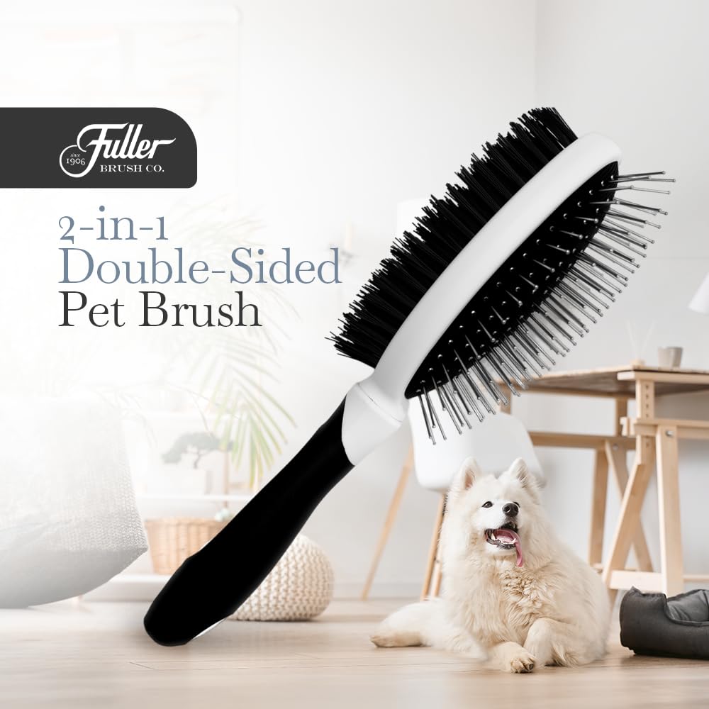 Fuller Brush Slicker Pet Brush - Angled Fine Steel Wires - Ergonomically Designed Rubberized Handle For Comfort & Control - Remove Shedding & Matted Hair - Tool For Grooming Dogs & Cat