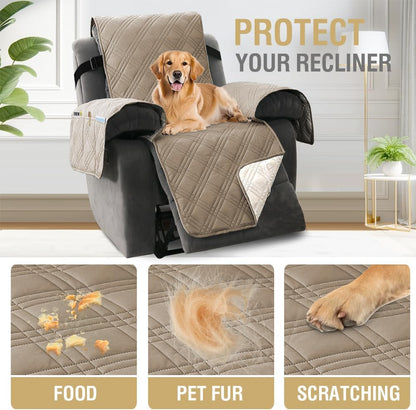 H.VERSAILTEX 100% Waterproof Slipcovers for Couches and Sofas Modern Pet Couch Cover Thick Soft Furniture Protector with Elastic Straps(Sofa, Lily Pad/Beige)