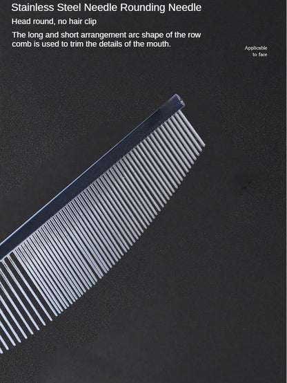 Arc Curved Cat Dog Comb for Grooming Matting Metal Comb for Long Haired Cats Dog Grooming Combs, Goldendoodles Poodle Detangler Brush peine para perros Removes Knots & Flea (black,flat19cm)