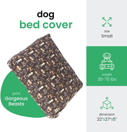 Molly Mutt Medium to Large Dog Bed Cover- Forever Young Print - Measures 27”X36”X5’’ - 100% Cotton - Durable - Breathable - Sustainable - Machine Washable Dog Bed Cover (Dd82b)