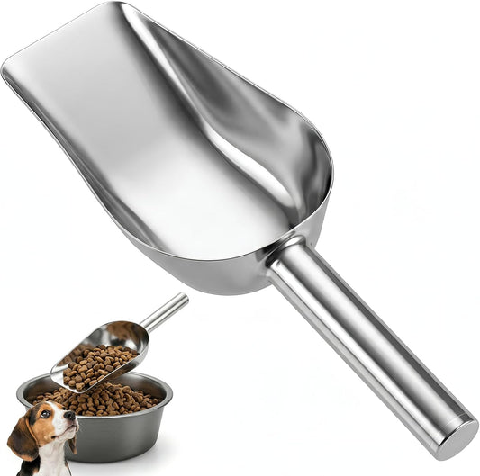 1 Cup Dog Food Scoop Stainless Steel Pet Food Scoop with Long Handle Thickened Precision Scale Cat Scoops Easy to Clean for Wet Dry Foods And Kitchen Use Dishwasher Safe