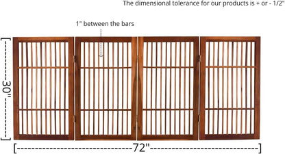 Urnporium Freestanding Wooden Dog Gate for Doorways – Foldable Acacia Wood Pet Gate, No Drill Portable Indoor/Outdoor Puppy Fence Barrier (White Pet Gate, 3 Panel 24" Tall)