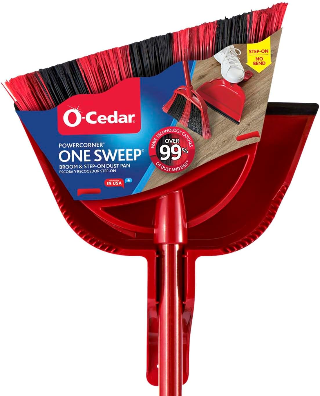 O-Cedar Pet Pro Broom with Step-On Dustpan | Remove 99% with One Sweep | Removes 3 Times More Pet Hair | Quiet Cleaning Tool for Cat and Dog Owners