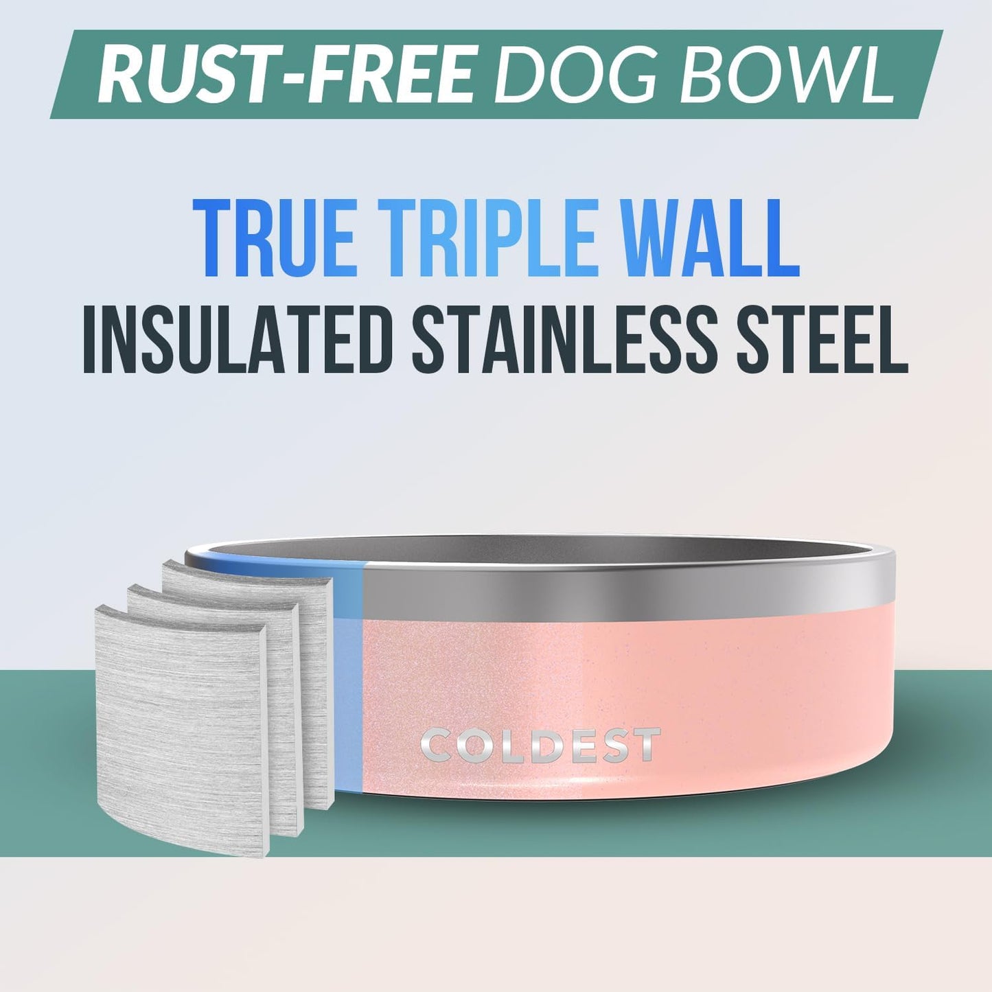 Coldest Dog Bowl - Anti Rust Metal, Non Slip, 3 Layers Insulated Stainless Steel Dog Bowls - Spill Proof & Heavy Duty - Water Bowl for Dogs, Cats & Pets, Dish Washer Safe (21 oz, Stealth Black)