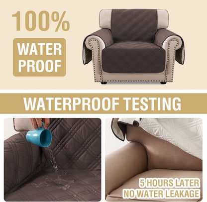 H.VERSAILTEX 100% Waterproof Slipcovers for Couches and Sofas Modern Pet Couch Cover Thick Soft Furniture Protector with Elastic Straps(Sofa, Lily Pad/Beige)