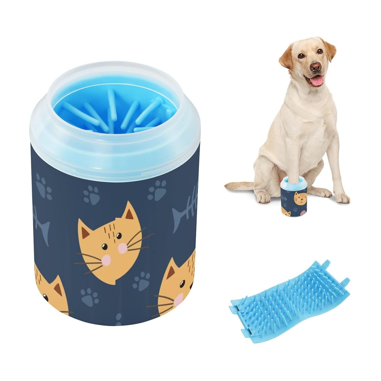 Dog Paw Cleaner Cups for Dogs Pet Foot Washer Paw Scrubber for Medium Small Dogs Cats Cleaning Cup Cute Yellow Fiesta Guitars Cacti and Ethnic Birds