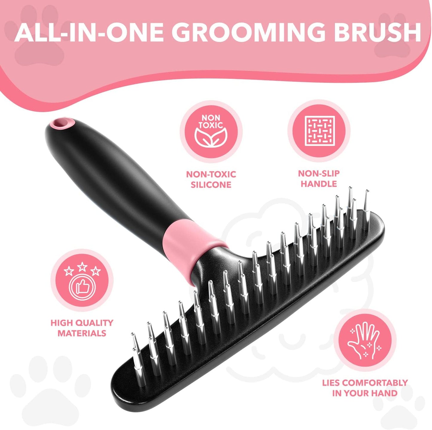 DOGI Deshedding Brush Comb - Undercoat Rake for Dogs, Cats, Short, Long Hair Coats - Double Row Stainless Steel Pins - Reduce Shedding by 90% (Green)