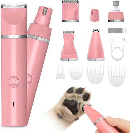 Veeconn Dog Clippers Grooming Kit Hair Clipper-Low Noise Paw Trimmer- Rechargeable - Cordless Quiet Nail Grinder Shaver for Cats and Other Pets