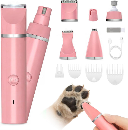 Veeconn Dog Clippers Grooming Kit Hair Clipper-Low Noise Paw Trimmer- Rechargeable - Cordless Quiet Nail Grinder Shaver for Cats and Other Pets