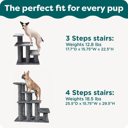 Furhaven Steady Paws Multi-Step Pet Stairs for High Beds & Sofas - Brown, 4-Step