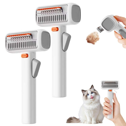 1 Pieces 2-in-1 Pet Self-Detangling & Grooming Comb, 2026 Upgraded Pet Dematting Comb, Pets Grooming Brush for Dog, Cat, Removes Mats, Tangles, Loose Fur (1, White)