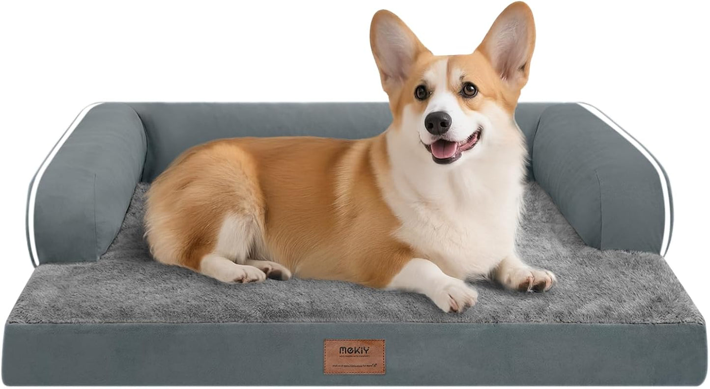 Large Dog Bed Orthopedic Washable - Beds Bolster - Medium XL XLarge Big Dogs - Memory Foam Couch Sofa - Waterproof with Removable Cover