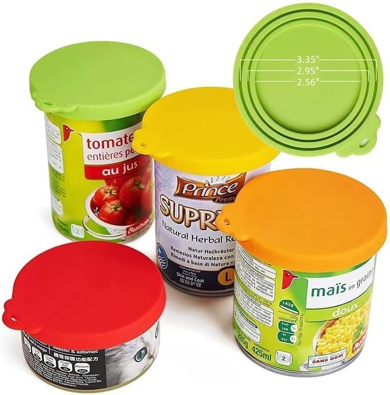 MoPawKT- Pet Food Can Covers, Silicone Can Lids for Cat/Dog Food, Universal 3 Sizes for Most of Standard Food Cans, BPA Free Reusable (2 lids+1 spoon)