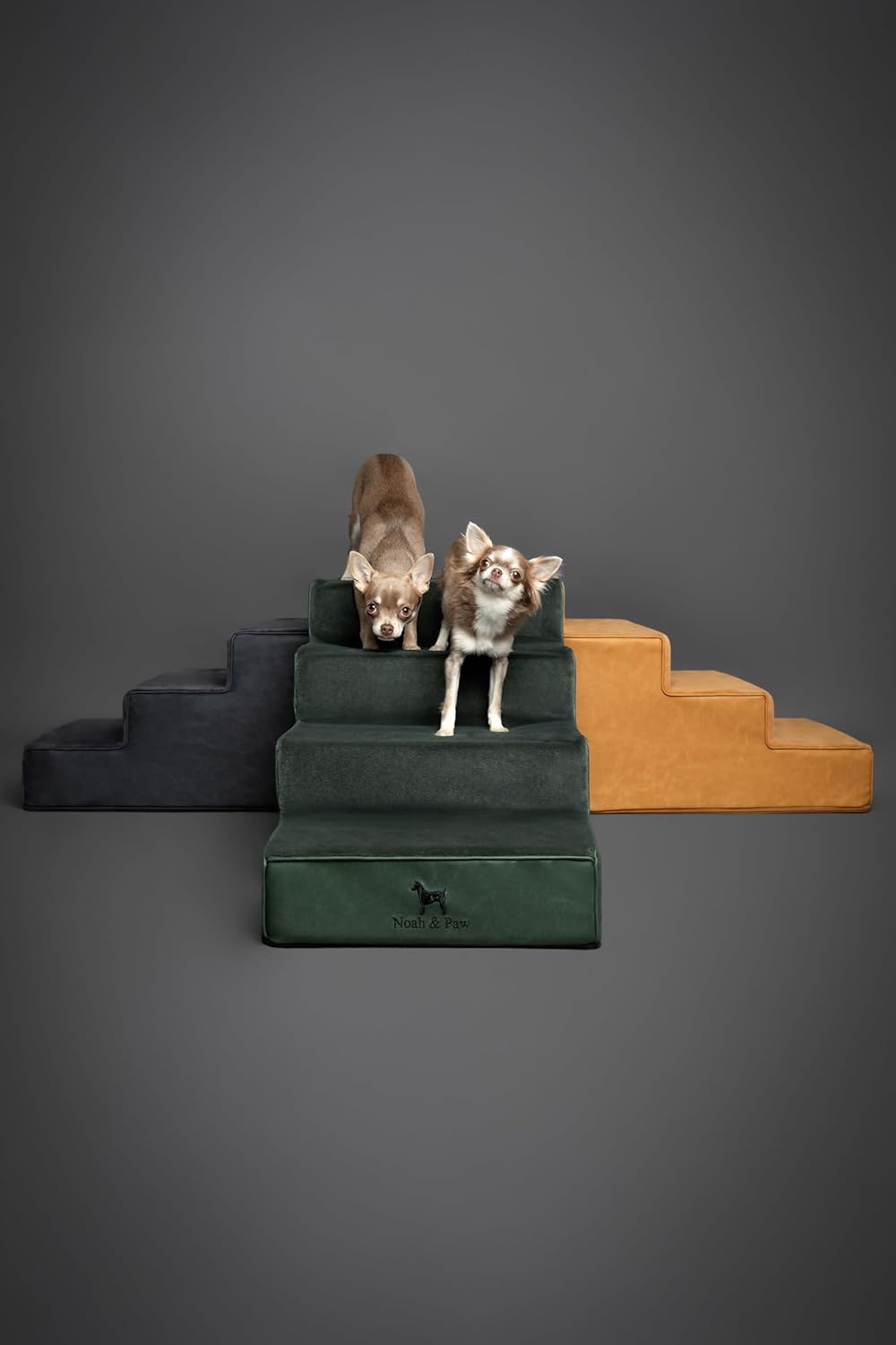 Noah & Paw Dog Stairs, Dog Ramp for Bed (20" Extra Wide) Pet Stairs for High Bed, Design to Fit Small and Large Breeds, Durable 5 Pet Steps for Couch (35 Foam Density) Leather Collection