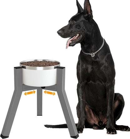 Elevated Dog Bowls for Large and Extra Large Dogs, Adjustable Width Dog Bowl Stand for 7-10.6" Wide Bowls, Food and Water Feeder, 13.7 in Tall Single Holder (Bowl Not Included)
