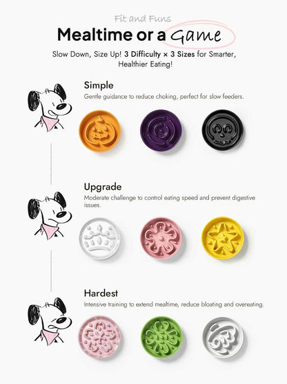 LE TAUCI Dog Bowls Slow Feeder Ceramic, 1.5 Cup Slow Feeding Bowl for Small and Medium Breed, Puzzle Dog Food Bowl for Fast Eater, Maze Purple