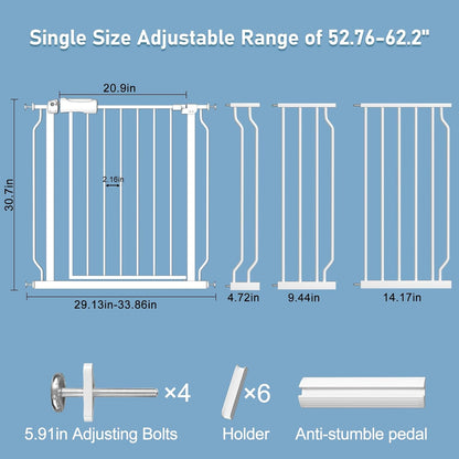 ALLAIBB Extra Wide Pressure Mount Baby Gate Auto Close Metal Child Dog Pet Safety Gates with Walk Through for Stairs,Doorways,Kitchen and Living Room (62.02-66.93"/158-170cm)