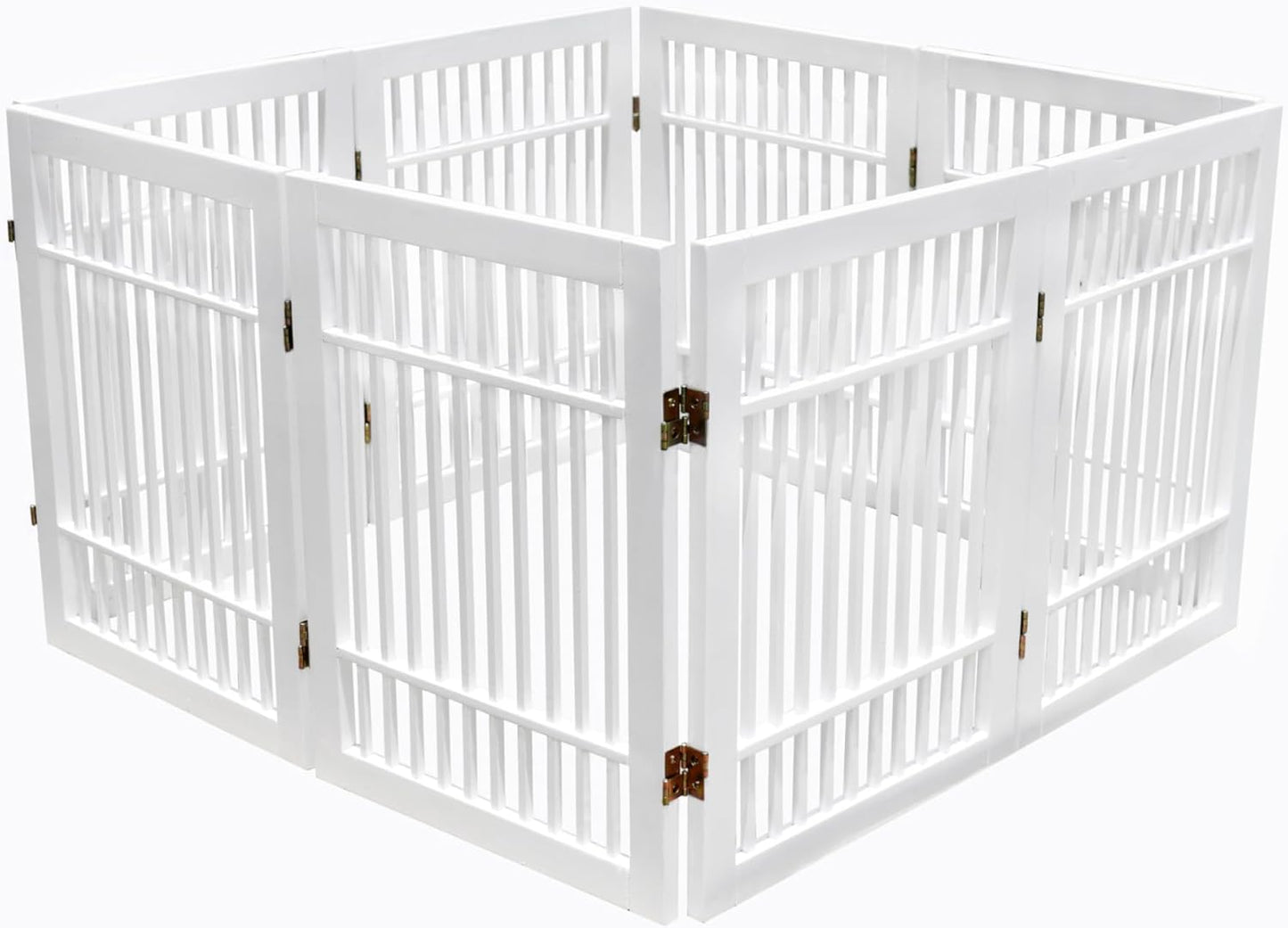 Urnporium Freestanding Wooden Dog Gate for Doorways – Foldable Acacia Wood Pet Gate, No Drill Portable Indoor/Outdoor Puppy Fence Barrier (White Pet Gate, 3 Panel 24" Tall)