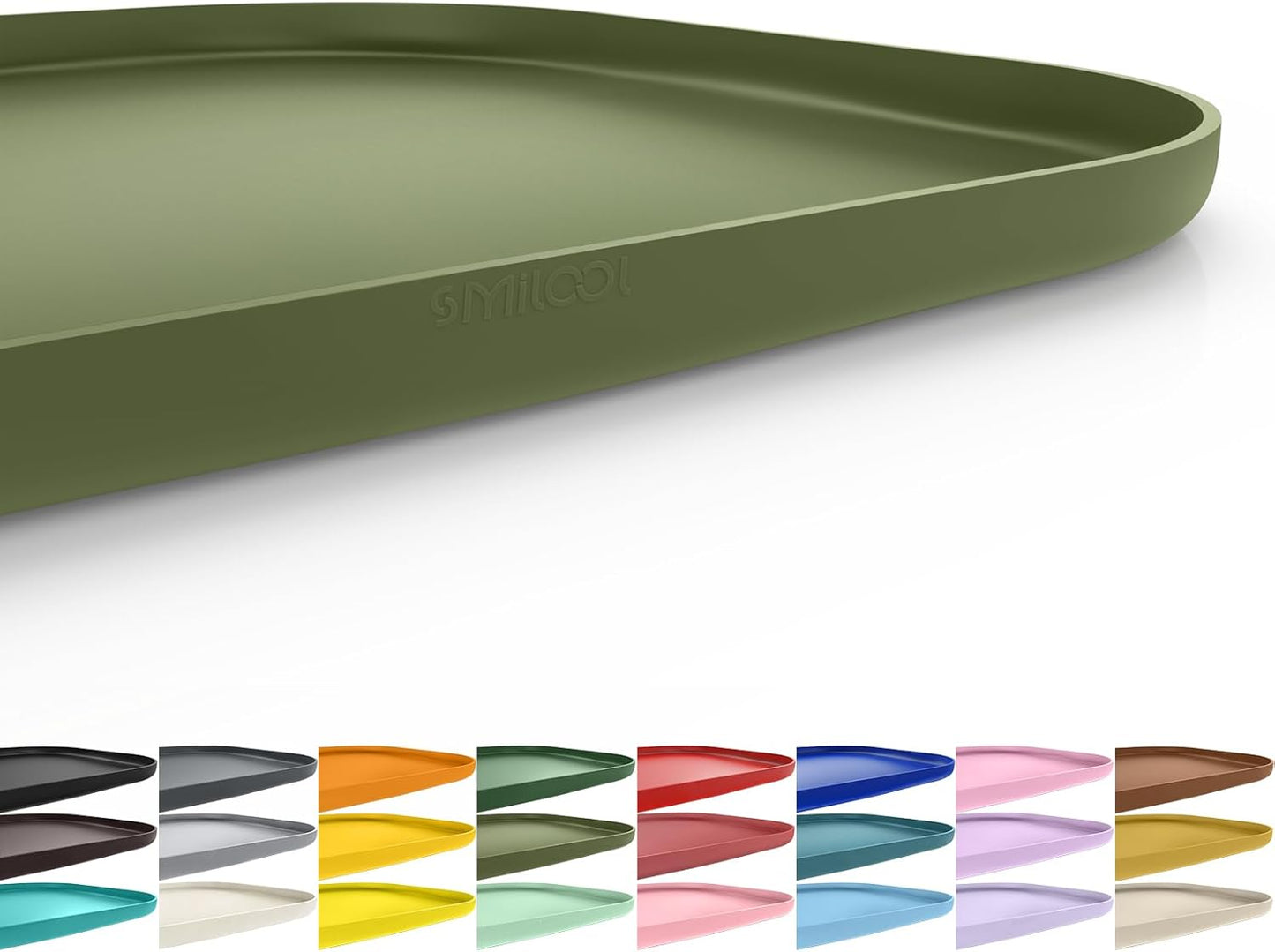 Small Silicone Pet Food Mat with Raised Edge for Food and Water Bowl, Square Dog Feeding Mats, Cat Food Trays for Floor Waterproof, Rubber Tray for Dogs and Cats, 12 x 12 x 0.7 Light Olive Green