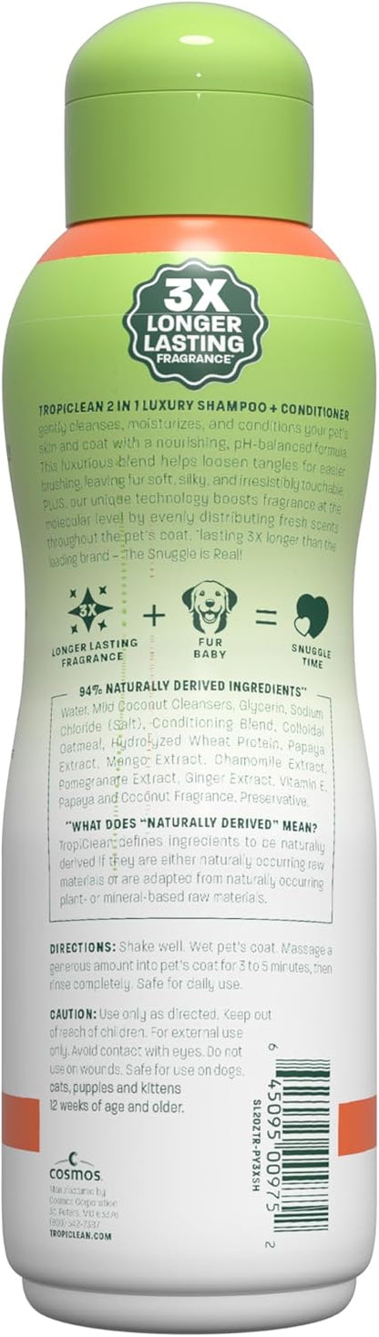 TropiClean Deshedding Dog Shampoo, Fast-Acting Shedding Control & Coat Softener, Puppy Safe, Made in USA, Lime & Coconut Scent, Cat Friendly, 20oz.