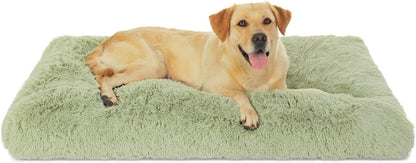 Bedfolks Waterproof Dog Crate Bed, Plush With Removable Washable Cover, Faux Fur Crate Pad for Medium Dogs, Fluffy Kennel 29"x21", Dark Grey