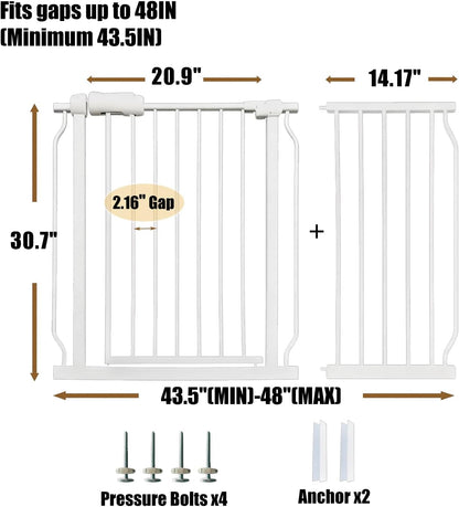 Extra Wide 76.4-81 Inch Large Baby Gates for Stairs, Doorways - No Drilling, Pressure Mounted Pet Gates for Kids & Dogs
