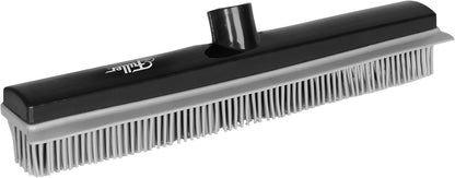 Fuller Brush Rubber Broom – for Carpets Floors Stairs Upholstery – Electrostatic Action Removes Pet Hair Lint Fuzz Dirt Particles – Built-in Squeegee Tackles Wet Messes (Complete Broom)