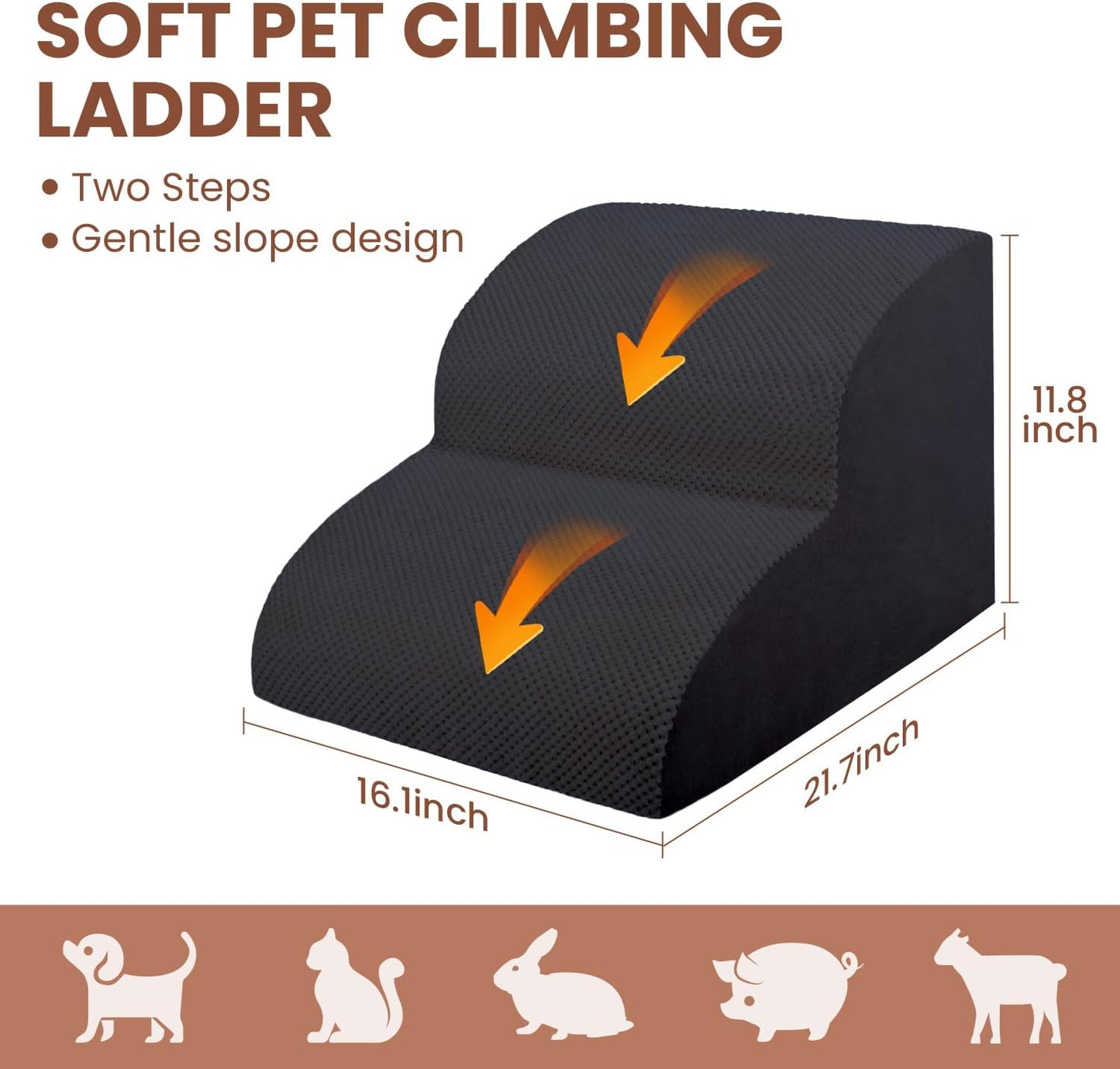 Dog Stairs for Small Dogs, 3 Tiers High Density Foam Dog Ramp, Extra Wide Non-Slip Pet Steps for High Beds Or Couch, Soft Foam Doggie Ladder for Dogs Injured, Older Pets, Small Cats